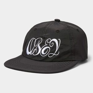 Obey unisex black and white cursive logo nylon cap hat NWT